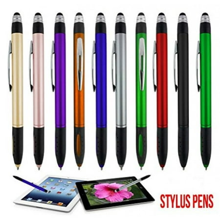 Stylus Pens - 2 in 1 Touch Screen & Writing Pen, Sensitive Stylus Tip - For Your iPad, iPhone, Nook, Samsung Galaxy & More - Assorted Colors, 8 (Best Pressure Sensitive Stylus)