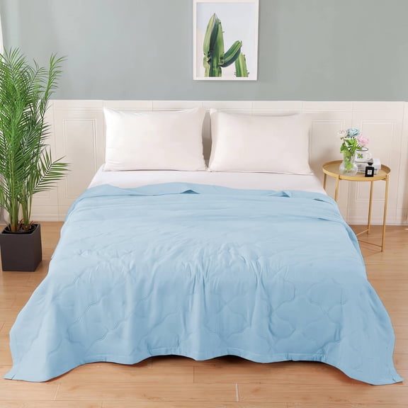 IMossad Cooling Blankets Blue Cotton/Spandex Cooling Quilt, 60 in x 80 in