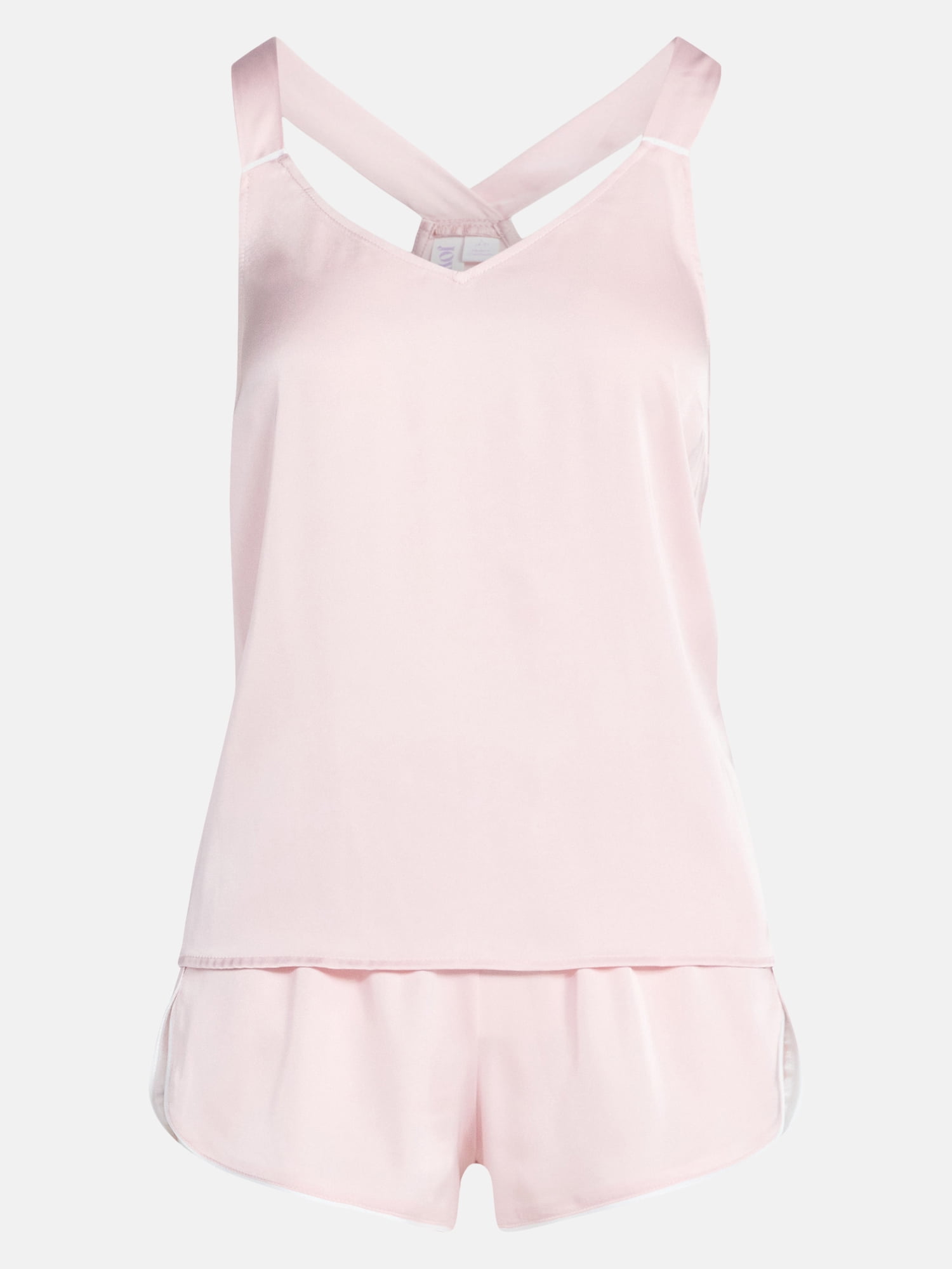 Joyspun Women’s Stretch Satin Cami and Shorts Pajama Set, 2-Piece, Sizes XS-3X