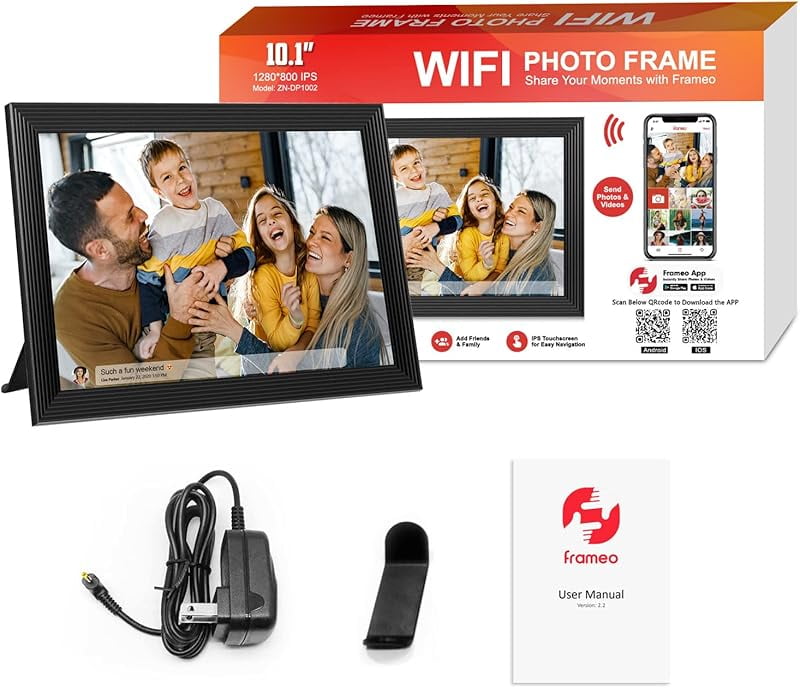 FRAMEO WiFi Digital Photo Frame 32 GB Digital Photo Frame 10.1 Inch 1280 X 800 IPS LCD Touch Screen Smart Cloud Photo Frame With Automatic Rotation Moments Share Immediately Via The Frameo