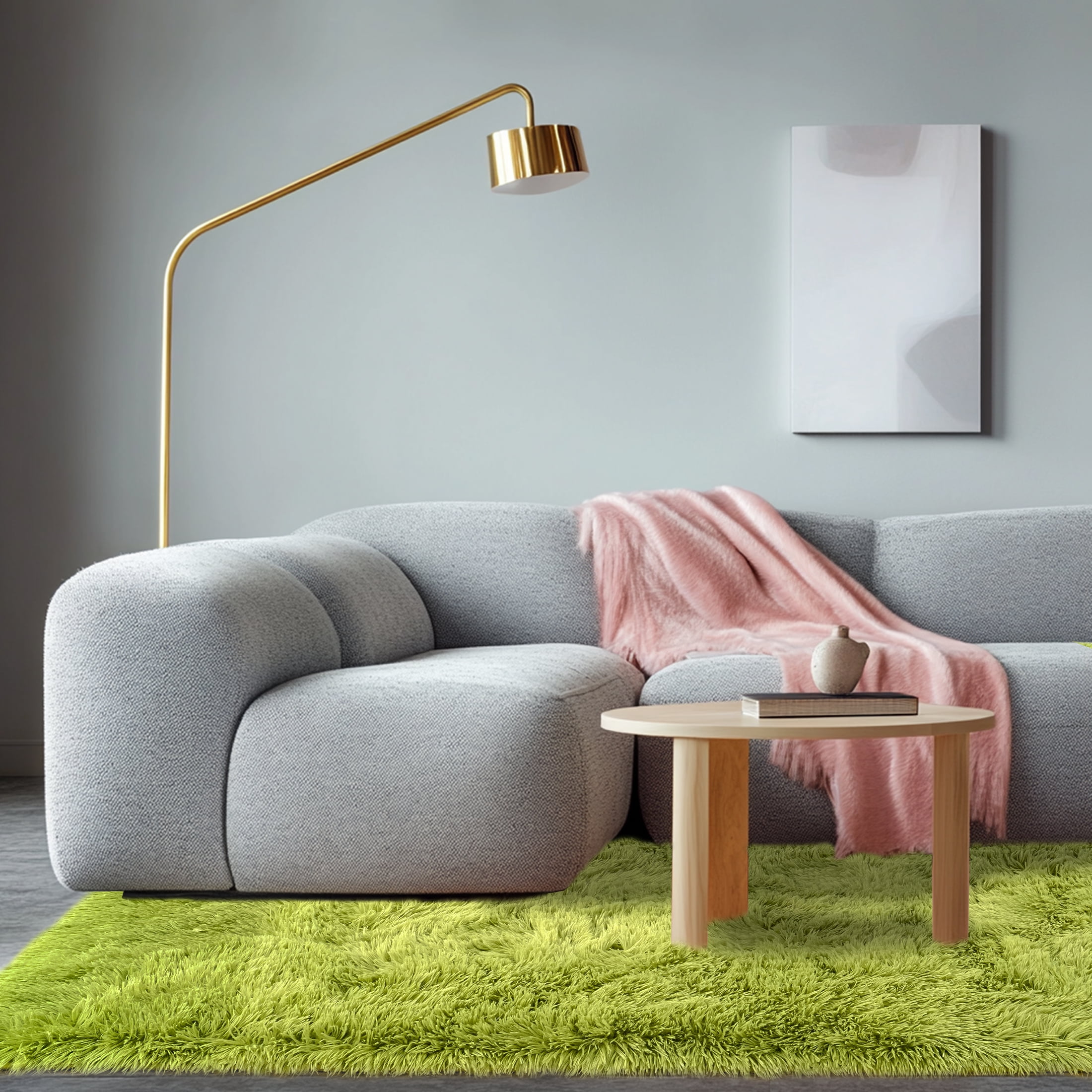 Socofuz 5x7ft Grass Green Fluffy Area Rugs, Soft Indoor Modern Carpets Perfect for Kid's Room, Cloakroom