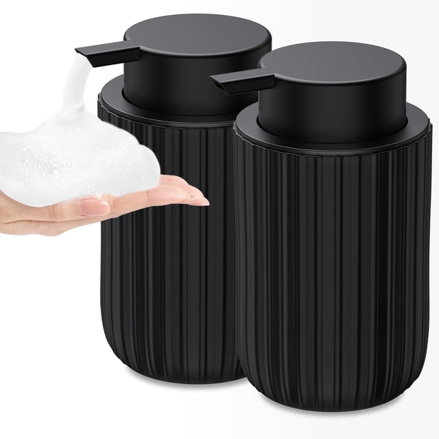 Dispensador de jabón Dlirho de cerámica espumante 355 ml negro, paquete de 2