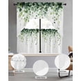 thumbnail image 2 of Green Leaves Swag Curtains for Living Room/Bedroom Windows, Watercolor Country Spring Botanical Leaf Kitchen Curtains and Valances Set 36 Inch Length, Light Filtering Swags Valance Curtain Panels, 2 of 5