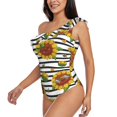 thumbnail image 3 of Yiaed Cute Sunflowers Print Women One Piece Swimsuits Tummy Control One Shoulder Bathing Suits Pattern Ruffle Swimwear-XX-Large, 3 of 8