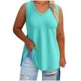 thumbnail image 5 of Casual Tops for Women V Neck Sleeveless Tank Tops Side Split Loose Solid Color Casual Summer Flowy Vest Shirts 2XL, 5 of 7