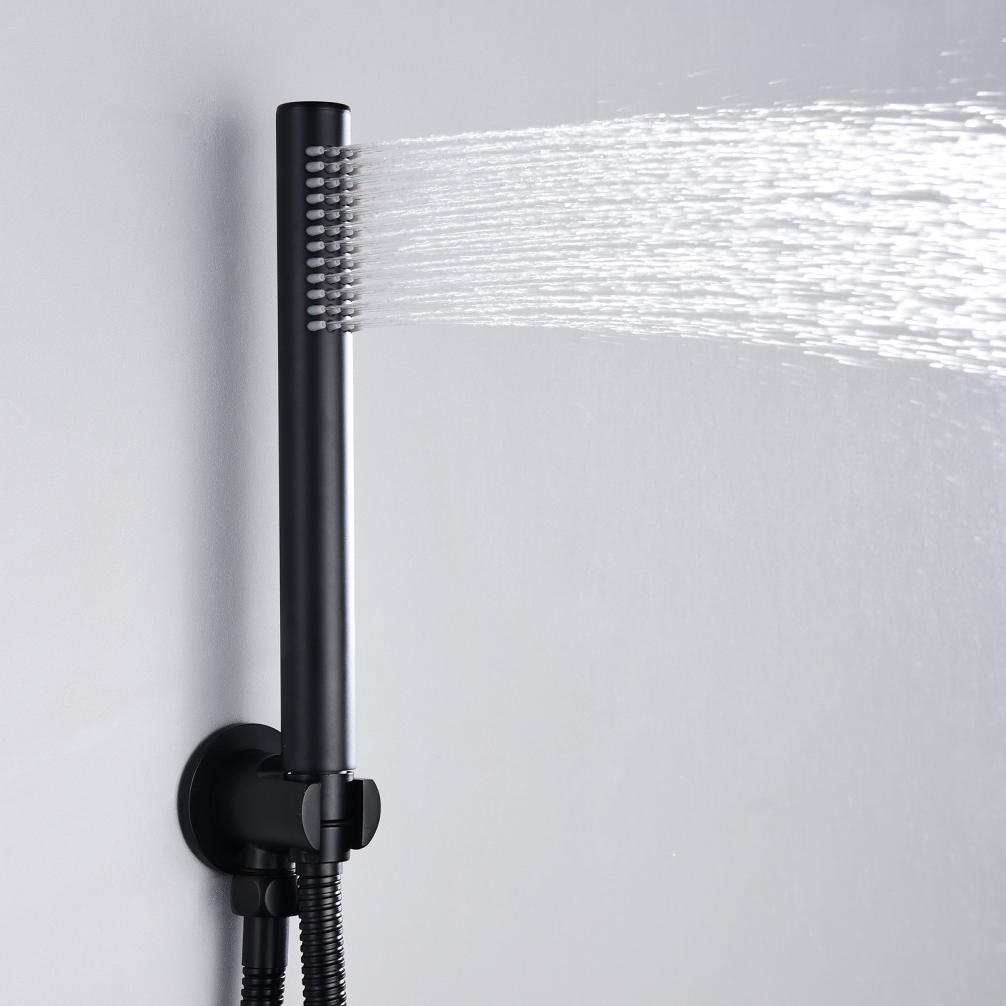 Wall Mount Bathtub Faucet with Hand Shower, 3 Handle Tub Shower Faucet Matte Black