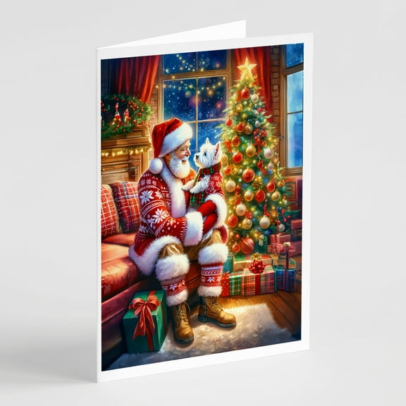 Westie and Santa Claus Greeting Cards Pack of 8 7 in x 5 in