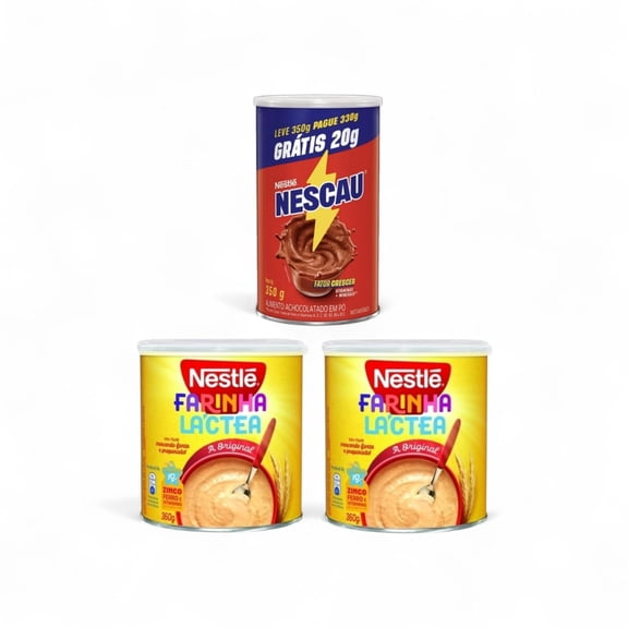 Farinha Lactea 12.7 oz | Pack 2 | Nescau Chocolate Powder 12.3 oz | Brazil in Texas Bundle