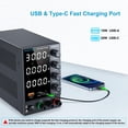 thumbnail image 4 of Fuente de alimentación DC WANPTEK POWER 0-30 V 0-10 A con USB y tipo C, 4 of 9