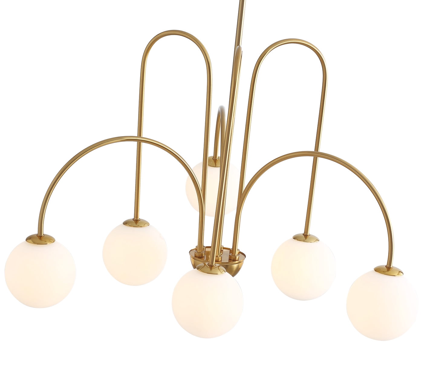 Aiwen 6 Lights Opal Glass Globe Shade Chandelier Pendant Light Stylish Exquisite Lamp Fixture