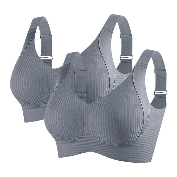 LYEAA 2PC Sports Bras for Women High Impact Plus Size Wireless Push Up Bras Breathable Seamless Comfortable Bras