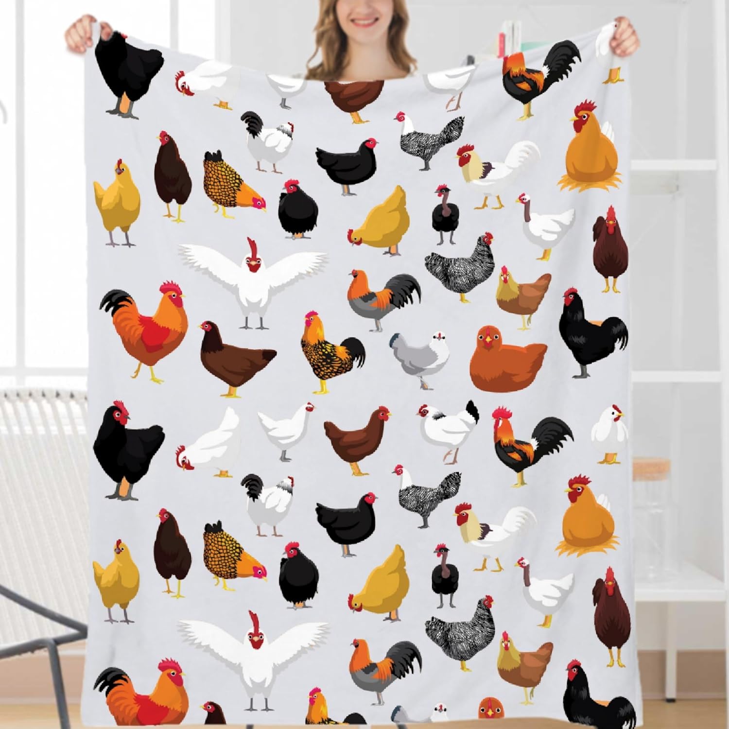 Chickens Rooster Blanket Gifts Chickens Rooster Soft Lightweight Blankets for Boys Girls Chickens Rooster Cozy Air-Conditioning Quilts Blanket Decor for Couch 60"x50" for Teens