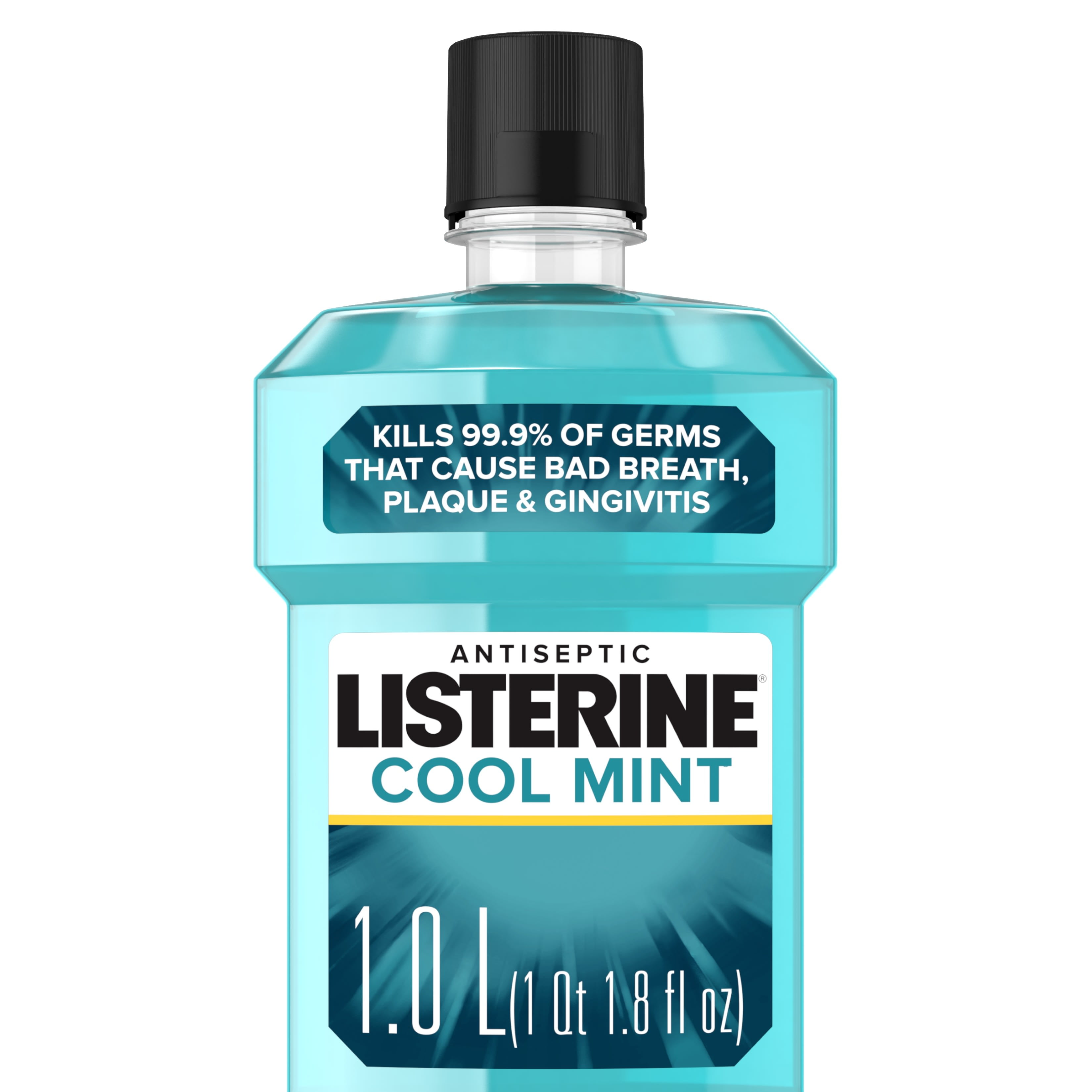 Listerine Cool Mint Antiseptic Mouthwash, Bad Breath & Plaque, 1 L ...