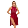 thumbnail image 2 of MSemis Women's Lyrical Modern Dance Costume Figure Ice Skating Dance Dress Gymnastic Leotard Burgundy L, 2 of 7