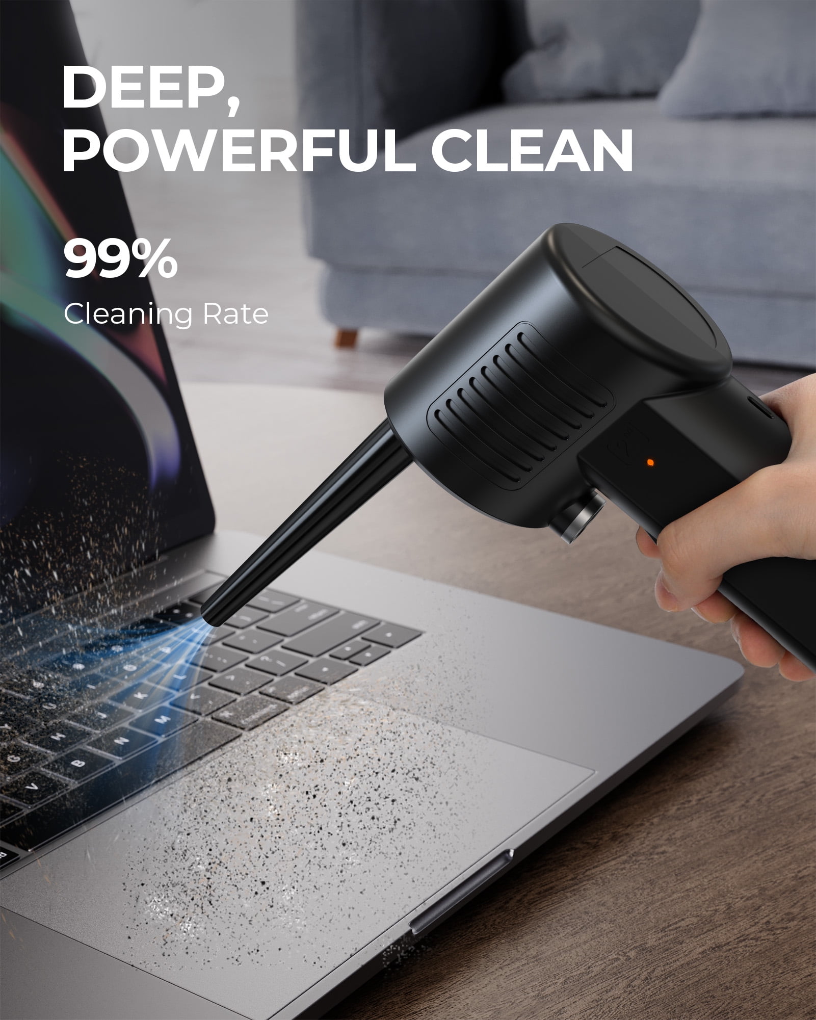 Compressed Air Duster, New Generation Canned Air, 36000 RPM Electric Air Can for Computer Keyboard Electronics Cleaning, 8000mAh Rechargeable Battery, Reusable Dust Destroyer（By USPS or UniUni courier