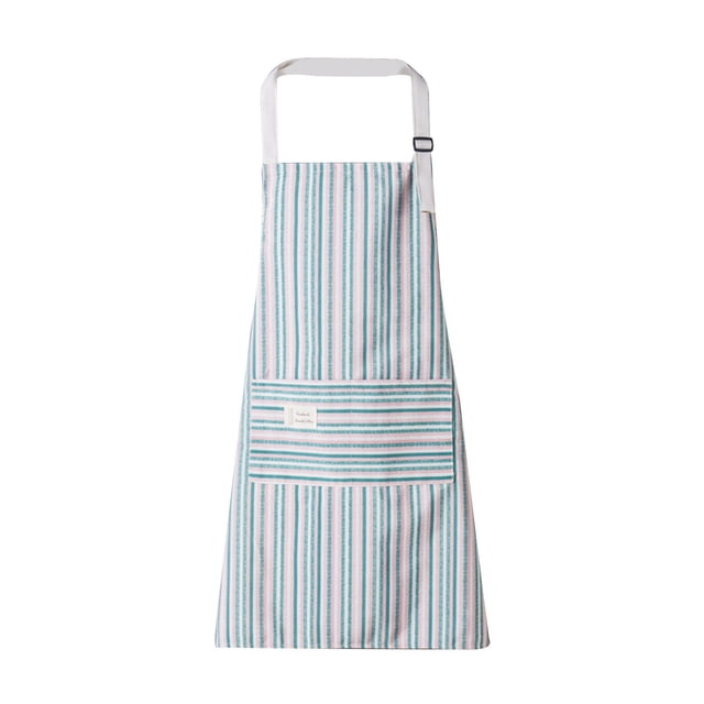 Adjustable Bib Apron – Green Pinstripe Cooking Apron with Pocket for Kitchen & BBQ