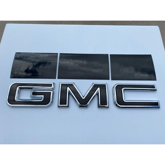 GMC Sierra Gloss Black (Blackout) Tailgate GMC Emblem Overlay Decals 2019-2026