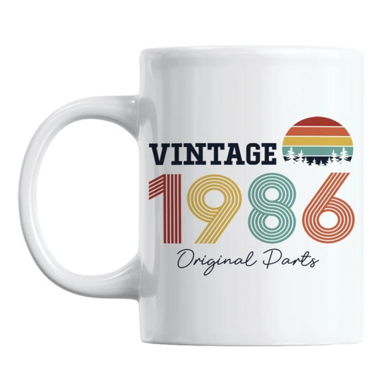 Vintage 1986, Original Parts feat. Retro Sunset Ceramic Coffee & Tea Mug (11oz)