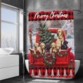 thumbnail image 4 of Jbralid Cortina De Ducha Navideña, Camión Rojo Vintage Con Árbol De Navidad, Lindo Perro, Cortina De Ducha Para Niños, Cuadros De Búfalo, Decoración De Baño Impermeable Con Ganchos De 72 X 72 Pulgadas, 4 of 5