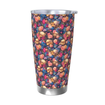 

Gaeub Skull colorful daisy Print 20-Ounce Stainless Steel Car Cup Tumblers Cups with Lids and Straw Coffee Cups for Adults Kids Home Car Office School Travel Party-Without Straw
