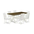 thumbnail image 2 of East West Furniture X077AB264-7 7-Piece Amazing a Great Distressed Jacobean rectangular Table Top and 6 Excellent Pu Leather Dining Room Chairs with Stylish Chair Back, Linen White Finish, 2 of 10