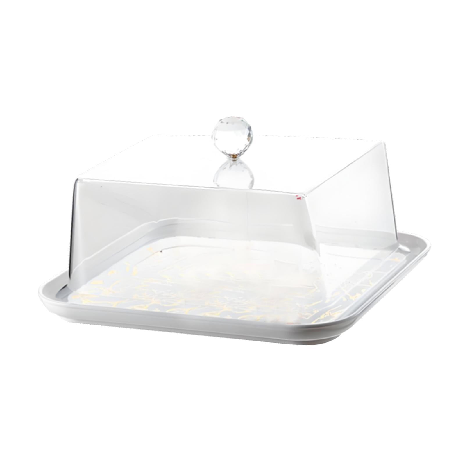 CUTICATE Acrylic Cake Cover Clear Acrylic Pastry Display Case for Birthday Square gold M