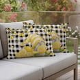 thumbnail image 5 of Summer Gnome Lemon Outdoor Pillow Covers Pack of 2 Country Farm Yellow Lemon Tree Leaf Black Plaid Waterproof Throw Pillow Covers Decorative Cushion Cases for Patio Garden Tent Balcony 20x12 inch, 5 of 9