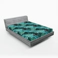thumbnail image 2 of Ambesonne Tropical Fitted Sheet, Exotic Leaves Hand-Drawn, Full Size, Seafoam and Pale Blue, 2 of 5