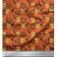 thumbnail image 1 of Soimoi Orange Cotton Duck Fabric Leaves & Clover Flower Hand Drawn Print Sewing Fabric Yard 42 Inch Wide, 1 of 1