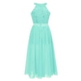 thumbnail image 3 of Jowowha Kids Girls Sleeveless Floral Lace Shiny Rhinestone Maxi Dress Birthday Party Formal Dance Mint Green 6, 3 of 7