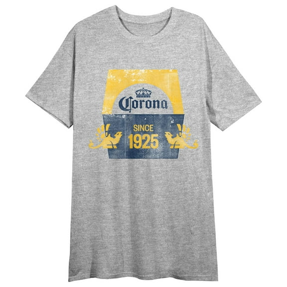 Corona Since 1925 Logo Women's Heather Gray Short Sleeve Crew Neck Sleep Shirt-Medium