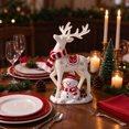 thumbnail image 4 of Lypsnake Christmas Reindeer & Snowman Figurine, Resin Holiday Deer Statue with Scarf Snowflake Pattern, Festive Tabletop Decor for Xmas Home Dispaly, 4 of 7
