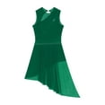 thumbnail image 6 of YEAHDOR Womens Figure Skating Dress Lyrical Dance Costume Sleeveless Open Back  Asymmetrical Leotard Dress Green XL, 6 of 7