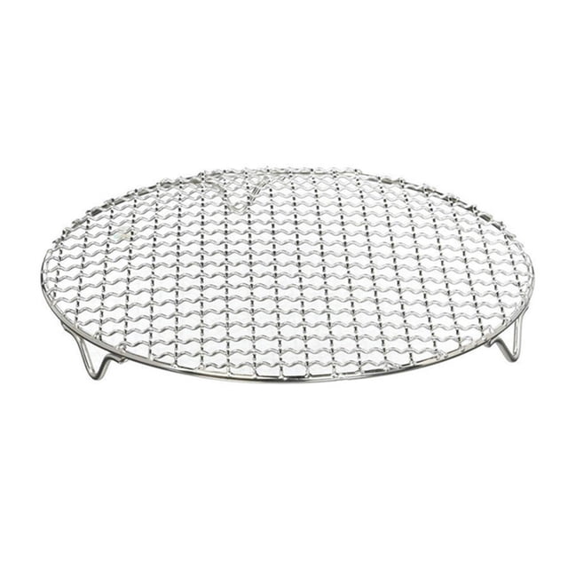 Ensemble de Friteuse à Air Chaud multi-Usage Rond en Fil Inoxydable Grille de Barbecue Vapeur/ Filet de Cuisson/grill/ Poêle Grille avec Pieds 1 Pce Accessoires de Friteuse, Panier Antiadhésif, Poêle à Frire, Grille de Cuisson, Friteuse Sans Huile, Air Électrique