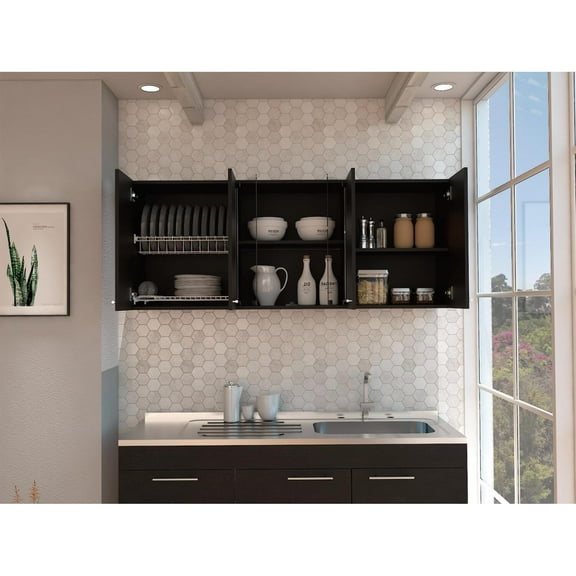 TUHOME Superior 150 Wall Cabinet Black Wengue