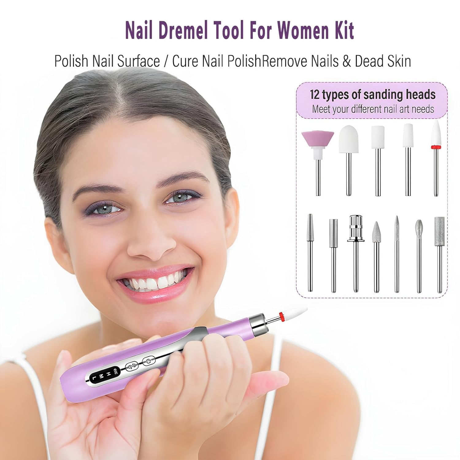 Professional Cordless Nail Drill Kit: 3-Speed Adjustable, Ultra-Quiet Electric Manicure Tool with 12 Bits & 31 Bands for Salon/Home Nail Art, Rechargeable & Portable