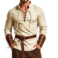 thumbnail image 5 of LEKWK Renaissance Costume Men Medieval Costume Lace-Up V-Neck Pirate Shirt Pants with Vintage Belt and Arm Guards for Halloween Cosplay, 5 of 5