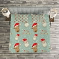 thumbnail image 3 of Ambesonne Christmas Quilted Bedspread Set 3 Pcs, Santa Deer Vintage, Queen Size, Multicolor, 3 of 3