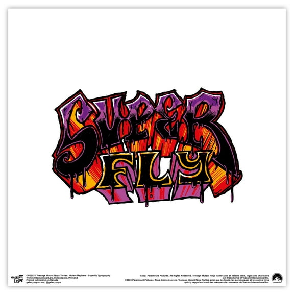 Gallery Pops Nickelodeon Teenage Mutant Ninja Turtles: Mutant Mayhem - Superfly Typography Wall Art, Unframed Version, 12" x 12"