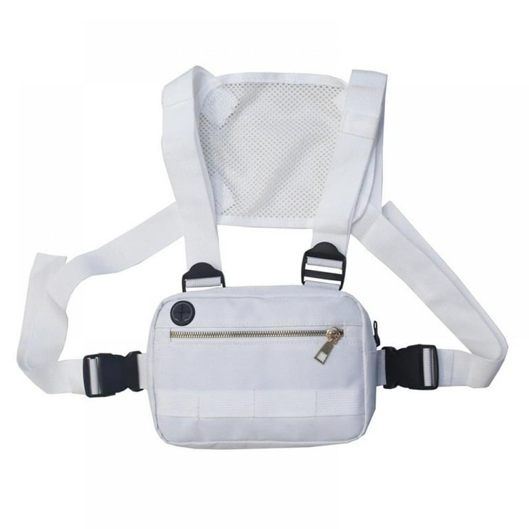 Radio Chest Harness Rig Holster Pack with Front Pouches and Zipper Bag for Universal Walkie Talkies