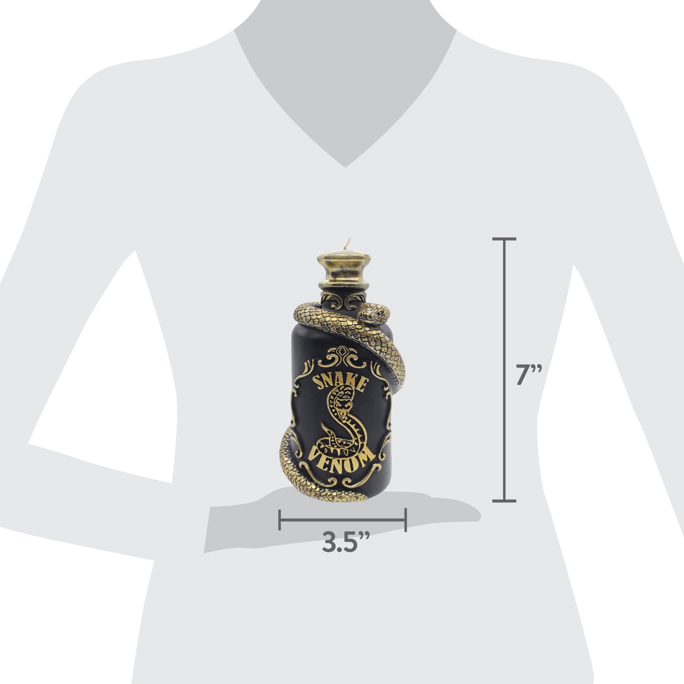 Snake Venom Potion Candle, Black and Gold, 6.7", Halloween by Way To Celebrate