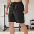 thumbnail image 3 of Puztloy Men Shorts Drawstring Elastic Waist Lightweight Athletic Workout Gym Running Shorts Casual Summer with Zipper Pocket Black, 3 of 7