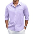 thumbnail image 2 of Dwelliawo Shirt for Men Casual Business Dress Shirts Fall Cotton Classic Fit Clothing Long Sleeve Button Down Shirt with Chest Pocket Purple 4XL, 2 of 4