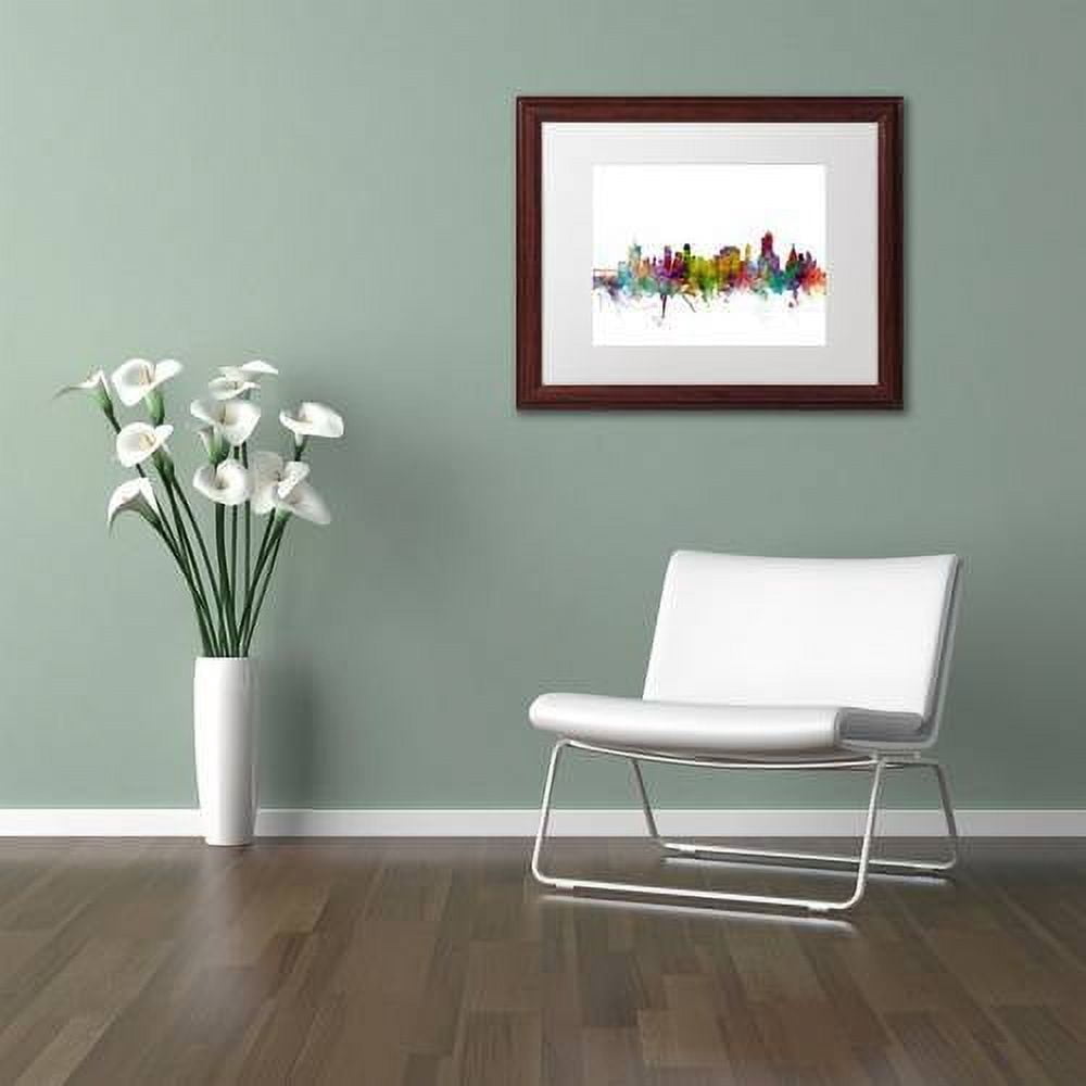 Trademark Fine Art 'Tulsa Oklahoma Skyline' Canvas Art by Michael Tompsett, White Matte, Wood Frame