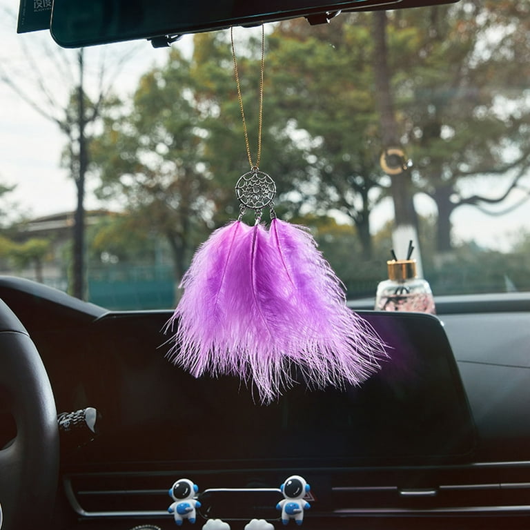 for Car Rearview Hanging Decor Handmade Nature Feather Small Car Charms Pendant Accessories Decorative Metal Trim for Crafts Beads on String Bills