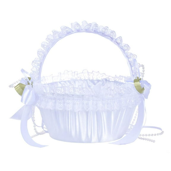 SDJMa Small Wedding Flower Girl Basket,Bridal Wedding Flower Girl Basket Floral Bridal Petals Basket Decoration