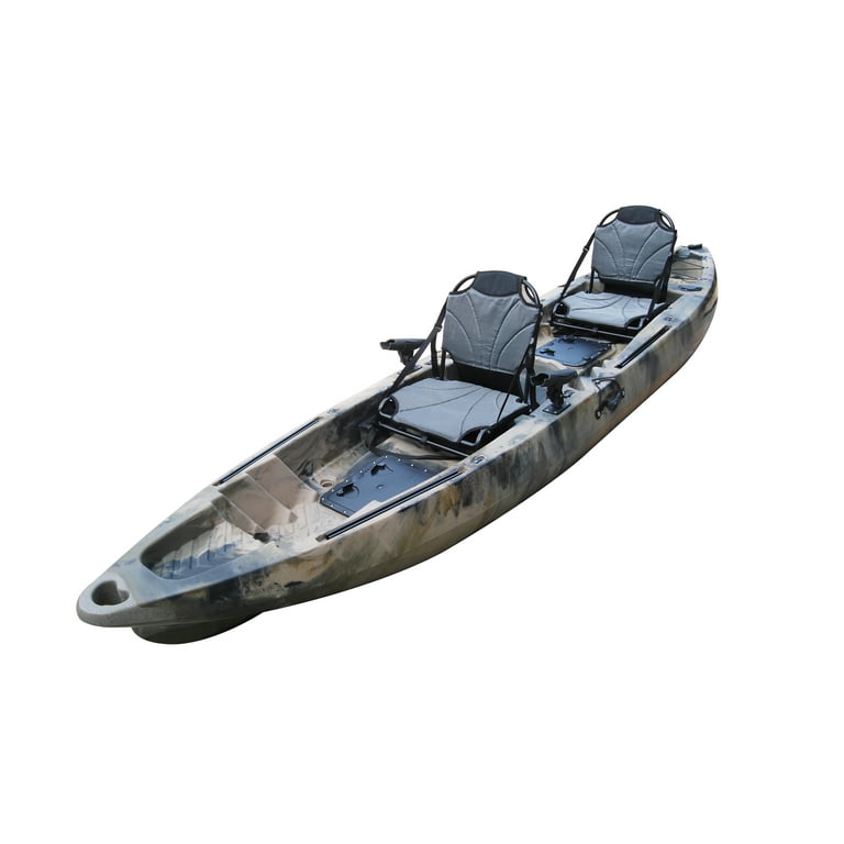 BKC UH-TK122 Coastal Cruiser 12.9-Foot Tandem 2-3 Person Sit On Top Fishing  Kayak- Up-Right Seats and Paddles Included