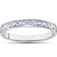 thumbnail image 1 of 1/2Ct Princess Cut Diamond Wedding Ring 14k White Gold Channel Set Womens Band, 1 of 3