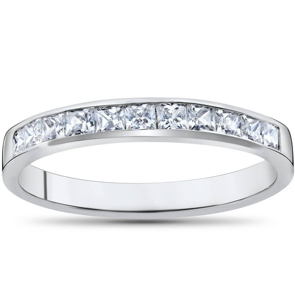 Pompeii Princess Cut 1/2ct Diamond Wedding Anniversary 14K Ring White Gold (H,I1)