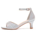 thumbnail image 2 of kkdom Womens Low Heels Open Toe Rhinestone Dress Heeled Sandals Ankle Strap Chunky Block Short Heel Pumps Shoes for Prom Wedding Party Office, 2 of 6